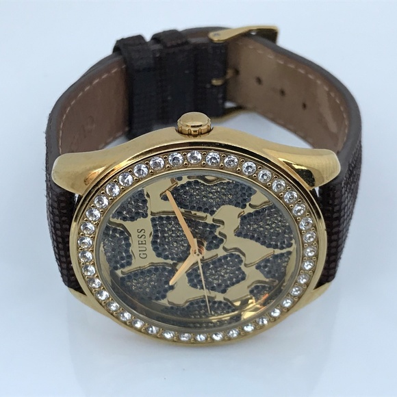 Guess Accessories - Guess Women Watch Bling Crystal Accents Brown Band